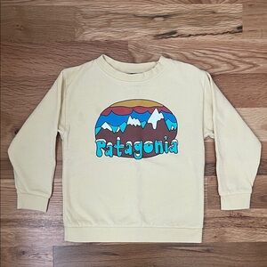 Patagonia Yellow Sweatshirt with Multicolor Mountain Logo 5T